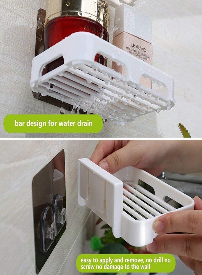 MeRaYo Plastic Wall Mounted Self Adhesive Soap Holder for Bathroom Kitchen (White) - Image 4